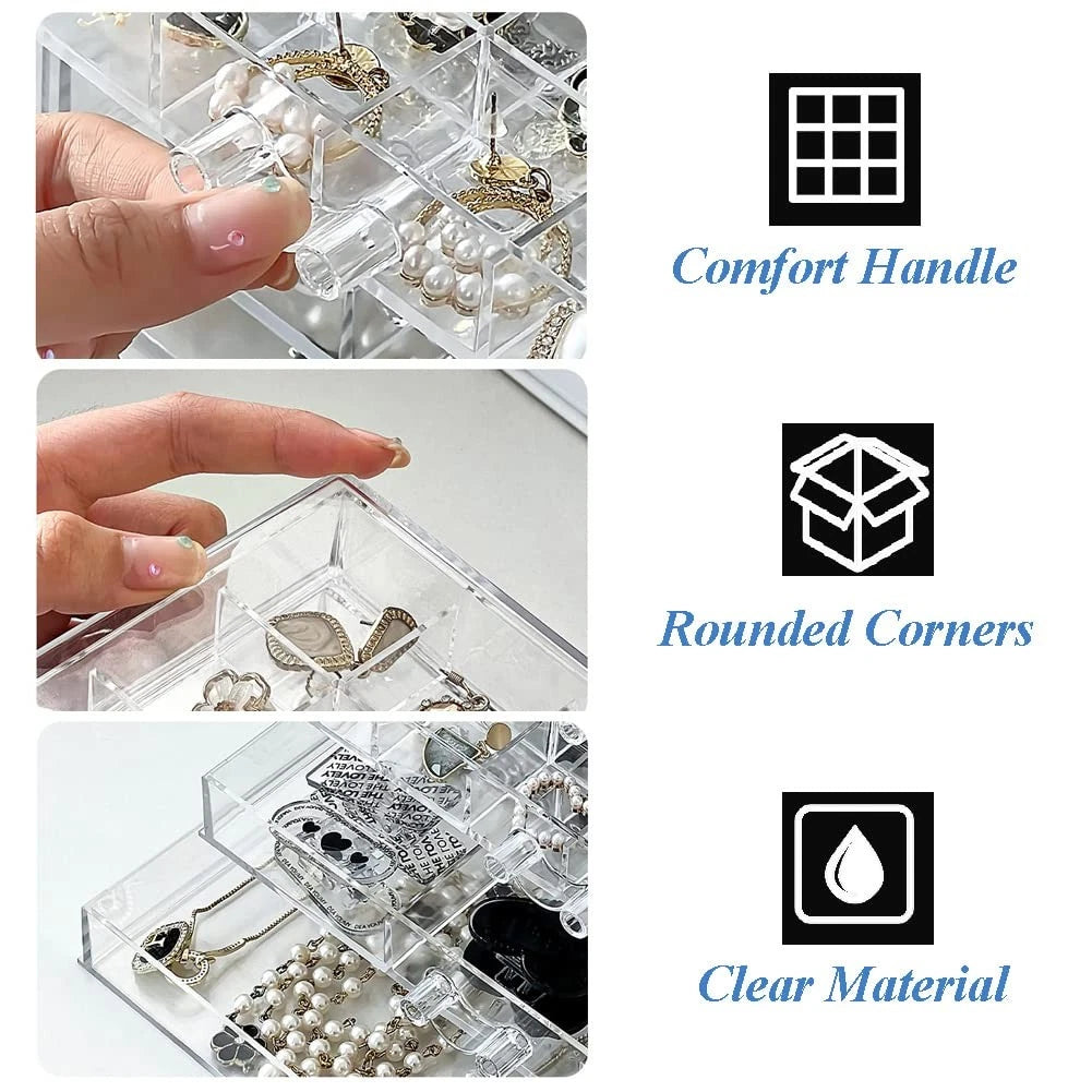 Earring Storage Box Organizer Acrylic Jewelry Storage Box Holder 5 Drawers | eBay