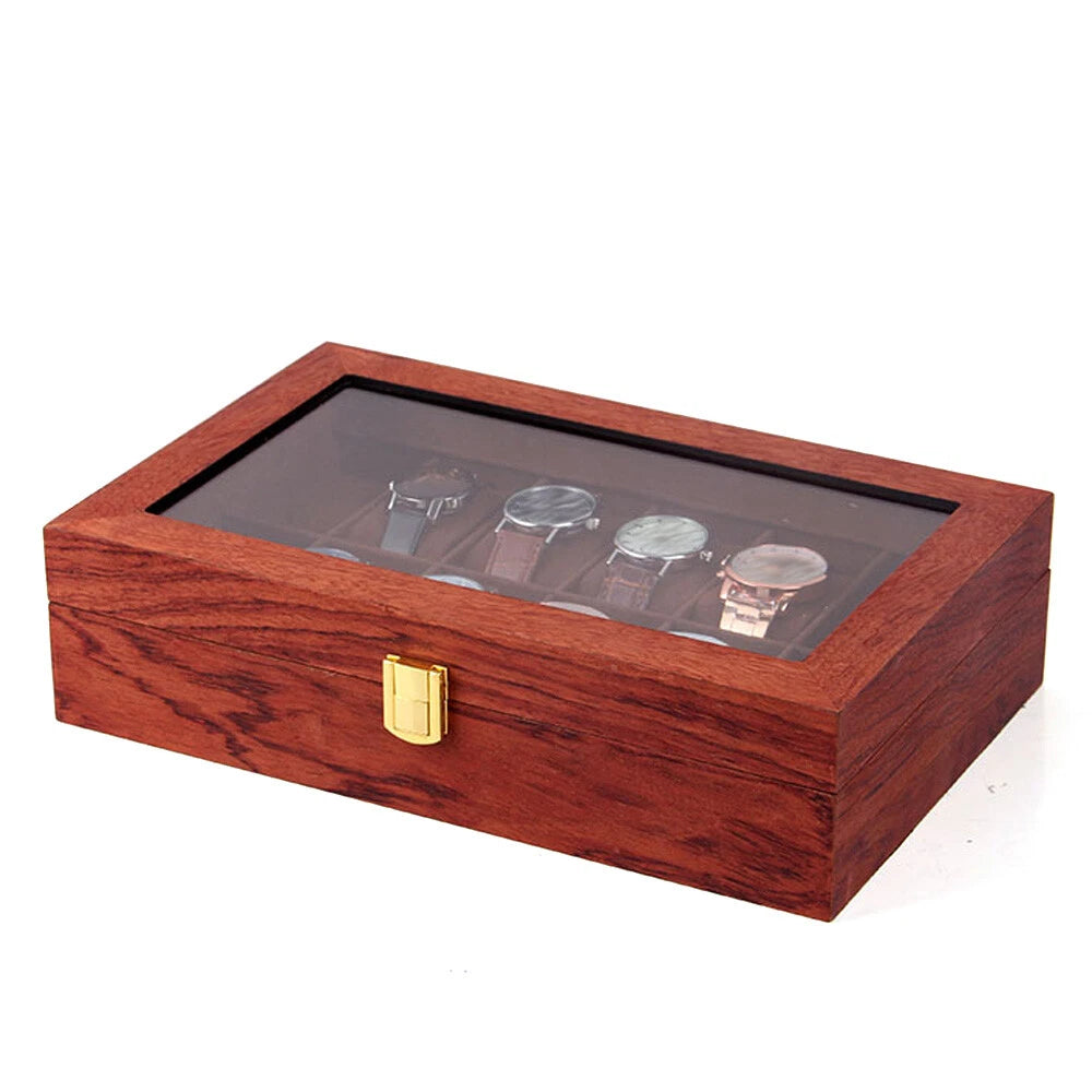 6/10/12 Slot Wood Watch Box Glass Top Vintage Display Jewelry Storage/ Organizer | eBay