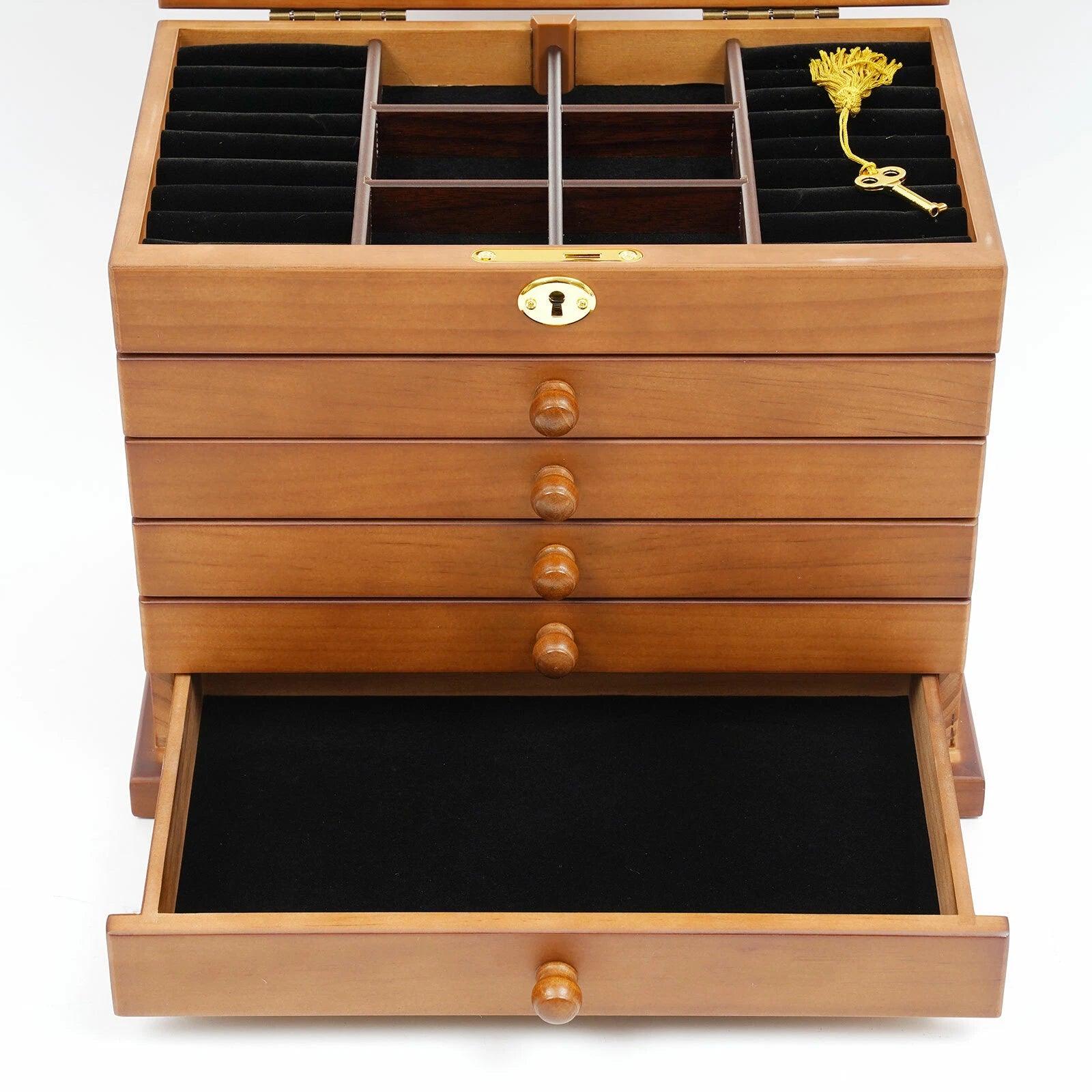 6 Layer Wooden Jewelry Storage Box Organizer Large Capacity Watch Display Box | eBay