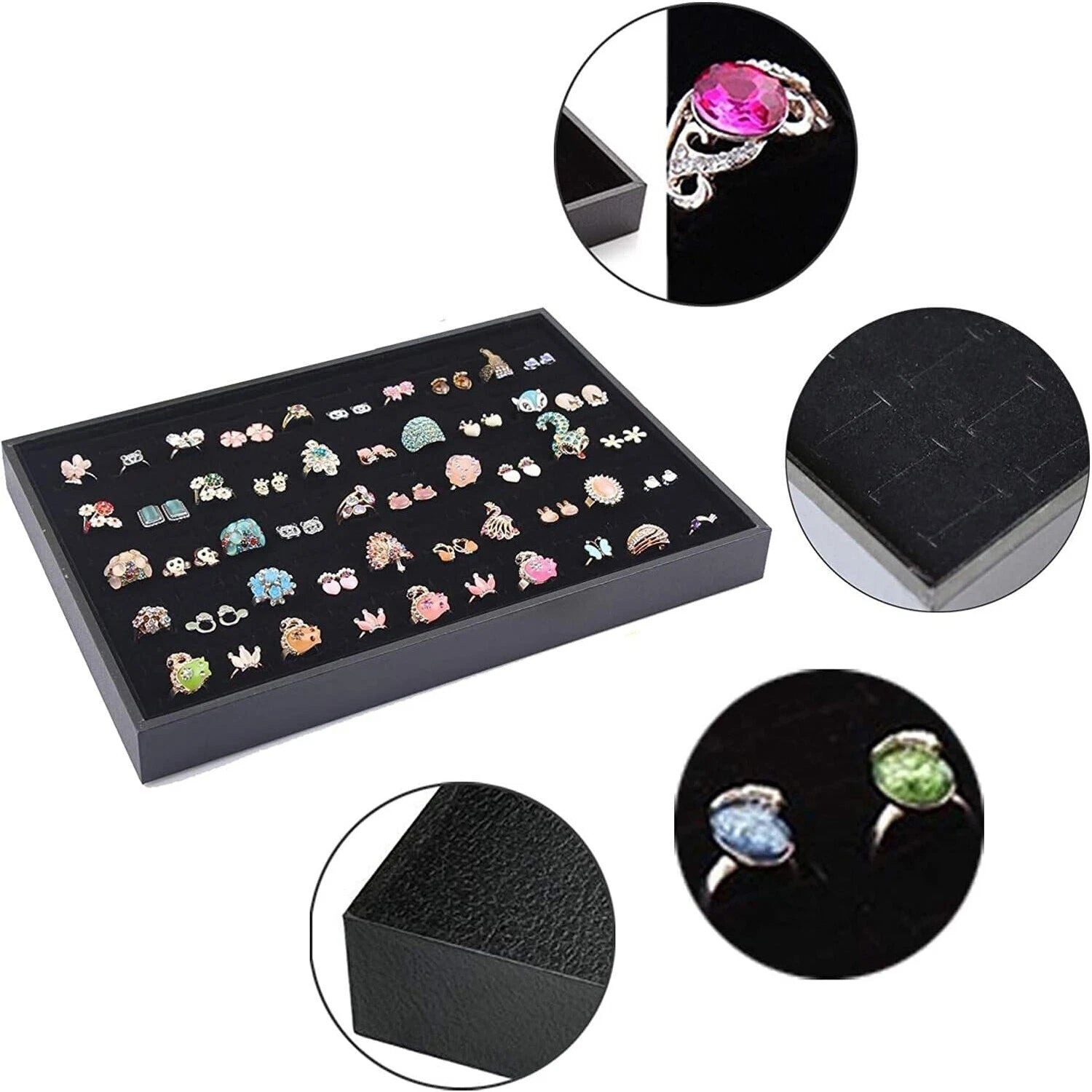 10Pack Ring Display Tray with Faux Leather Case, 100 Slot Jewelry Organizer Tray | eBay