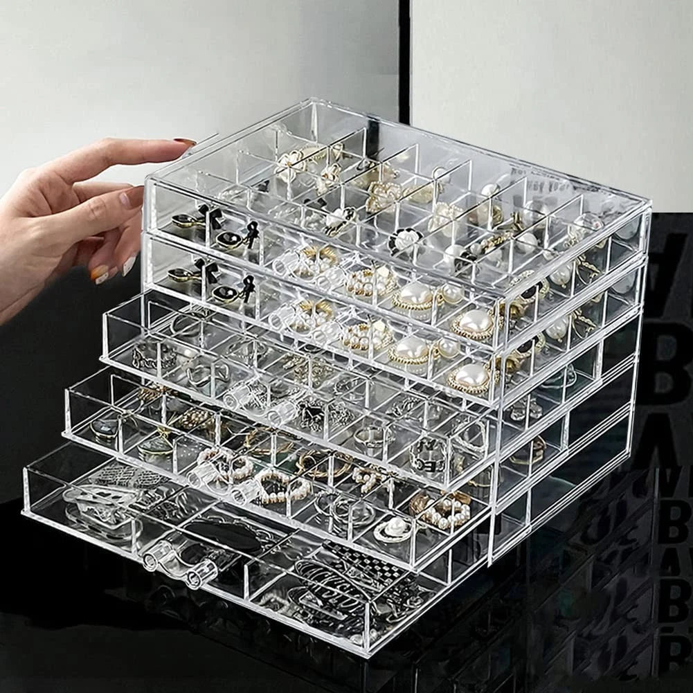 Earring Storage Box Organizer Acrylic Jewelry Storage Box Holder 5 Drawers | eBay