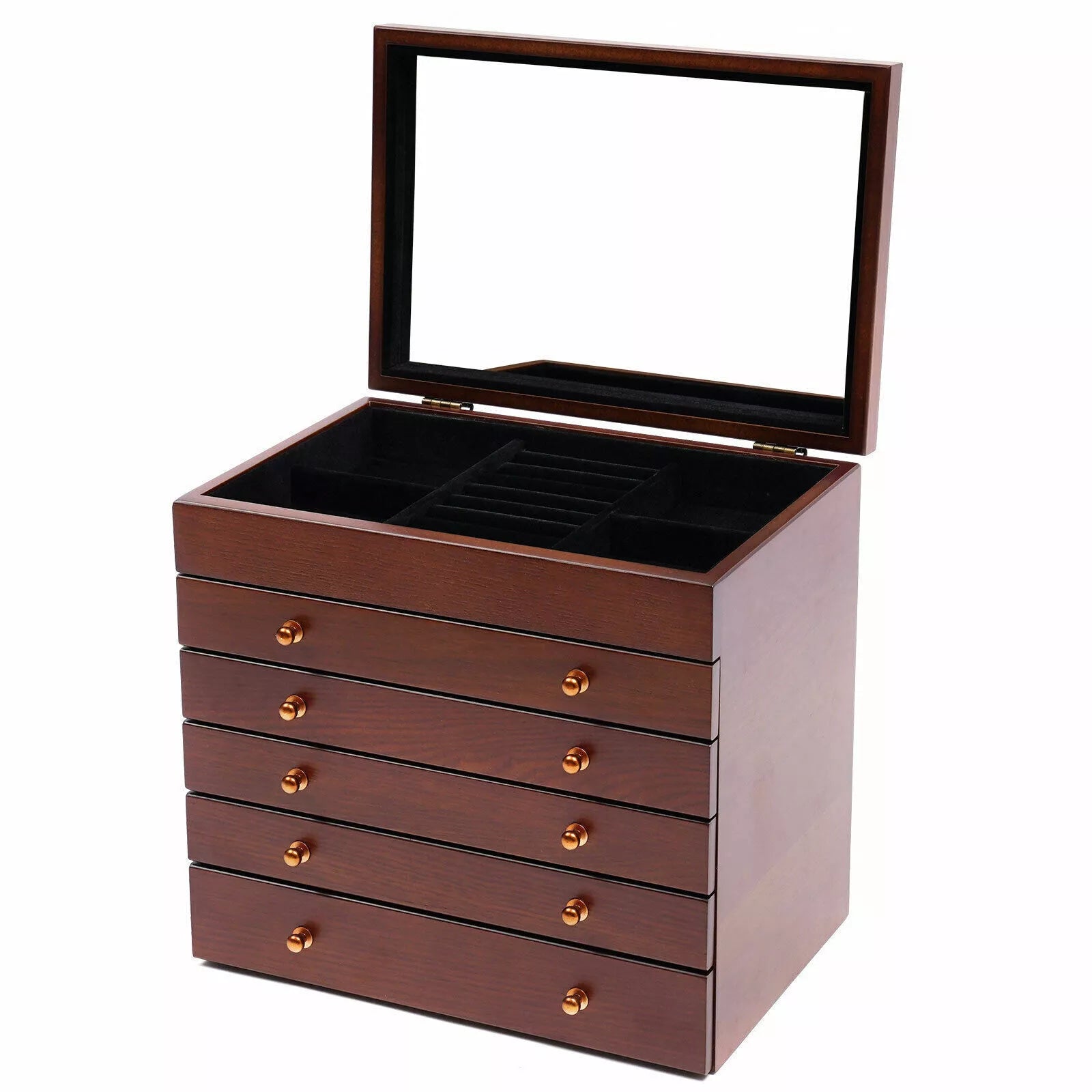 6 Layer Wooden Jewelry Storage Box Organizer Large Capacity Watch Display Box | eBay