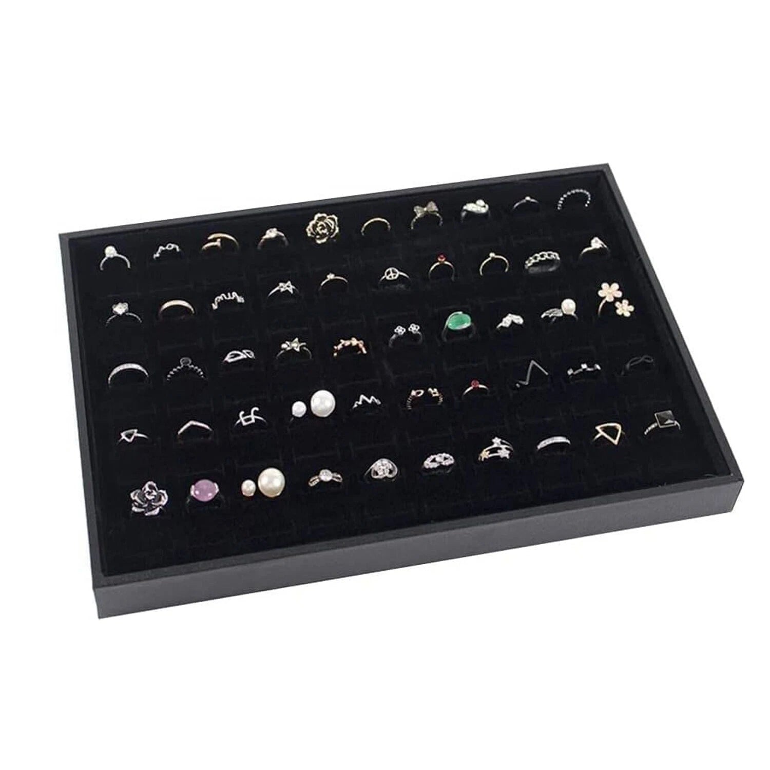 10Pack Ring Display Tray with Faux Leather Case, 100 Slot Jewelry Organizer Tray | eBay