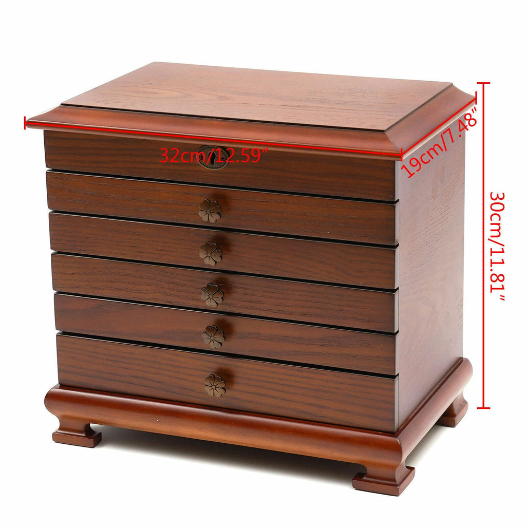 6 Layer Wooden Jewelry Storage Box Organizer Large Capacity Watch Display Box | eBay