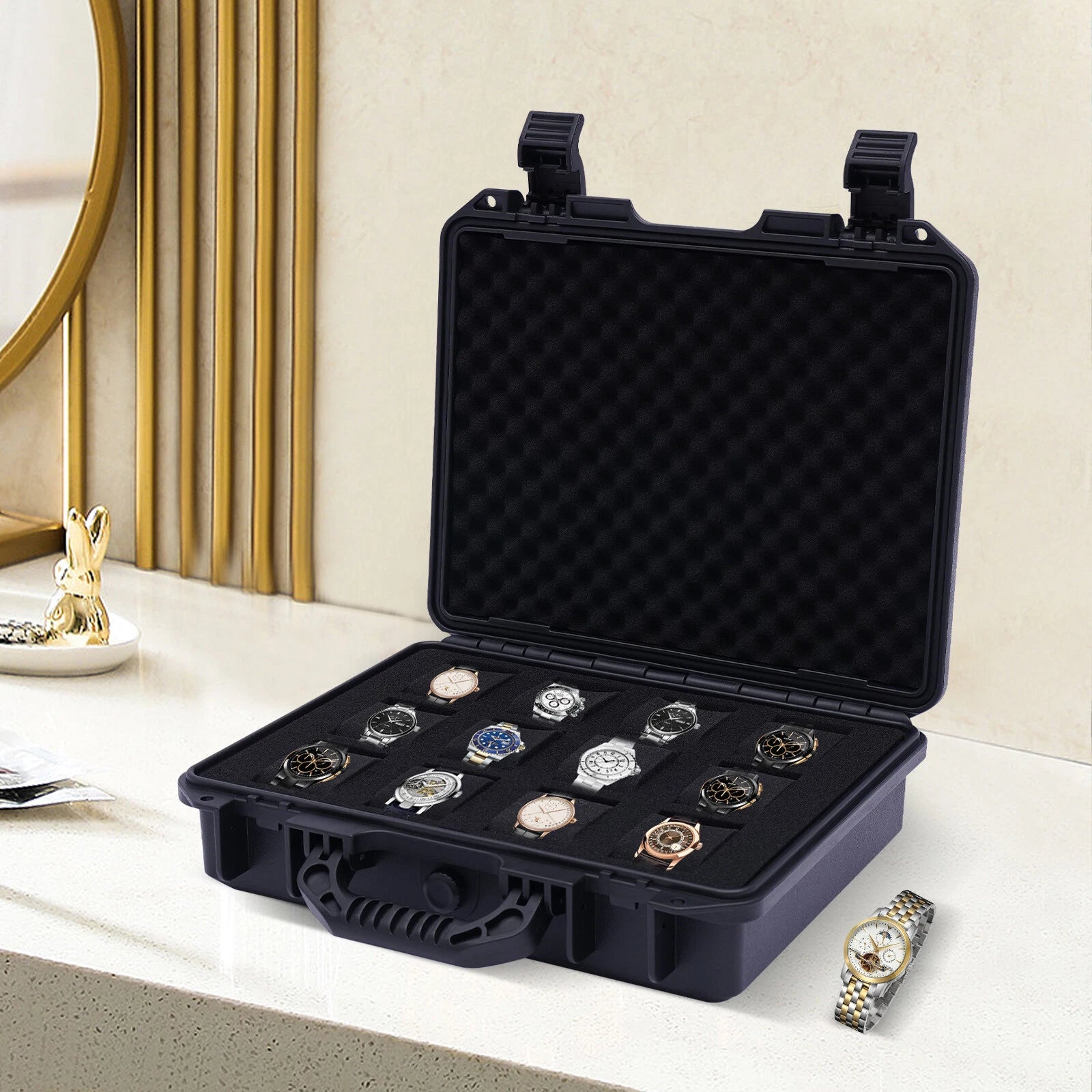 Watch Travel Case Hard Shell Protection Jewelry Storage Organizer Box 12 Slot | eBay