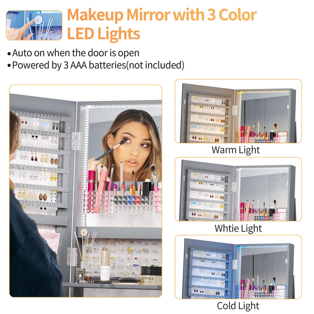 360° Rotating Jewelry Armoire Full Length Mirror Jewelry Organizer Cabinet | eBay