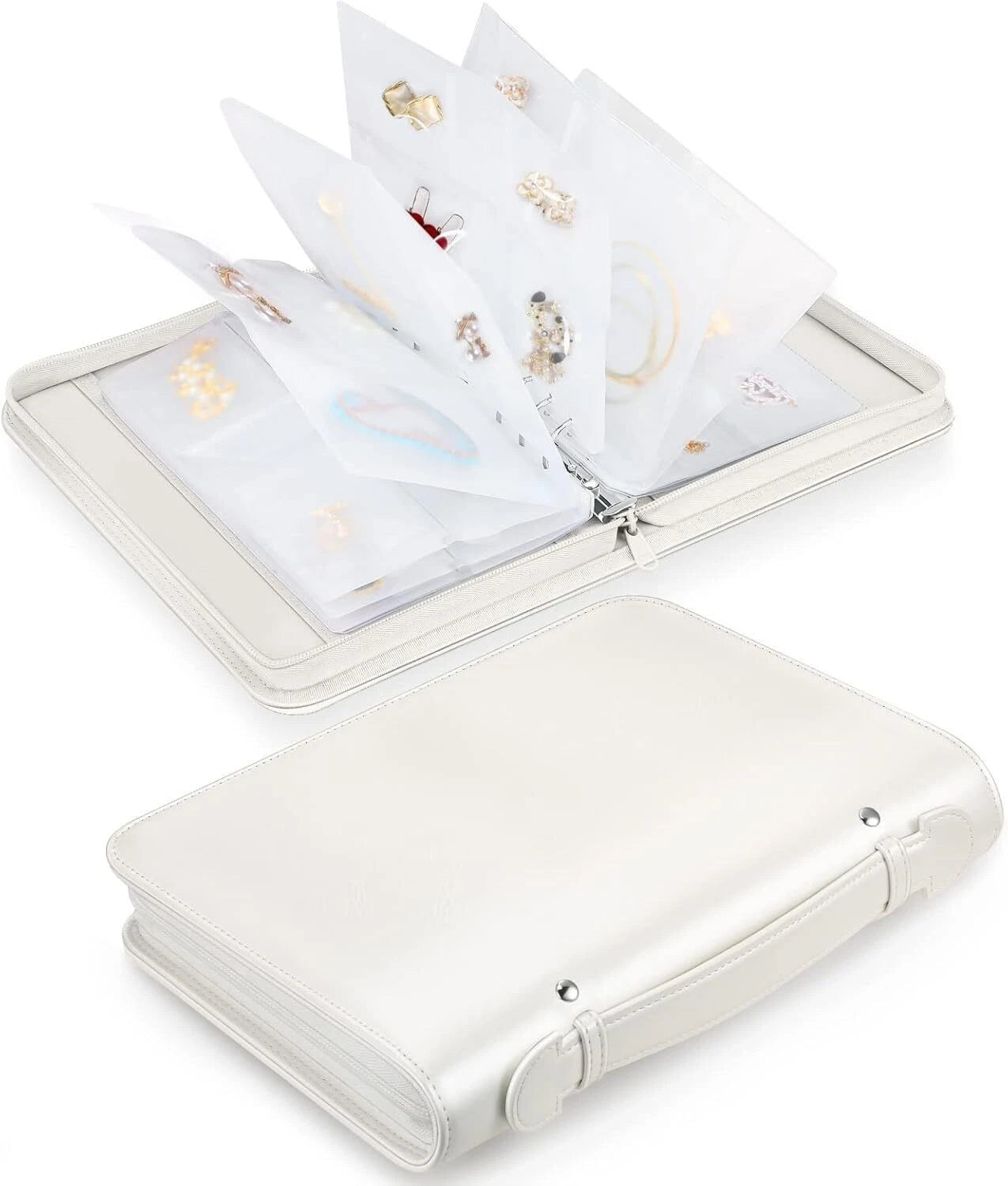 Jewelry Travel Organizer Case PU Leather Portable Jewelry Storage Book Bag | eBay