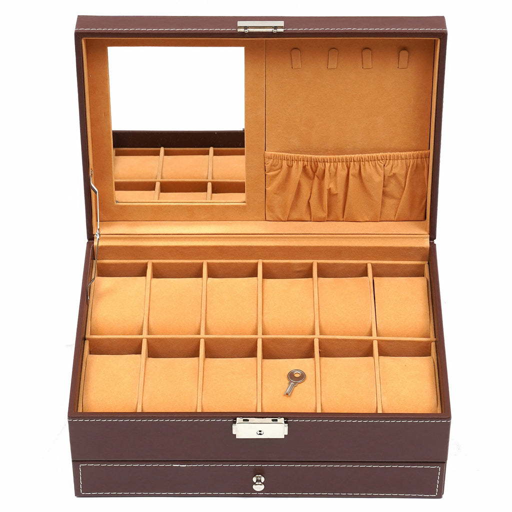Watch Box Case Organizer 12 Slot Watches Holder Jewelry Storage Display Box Gift | eBay