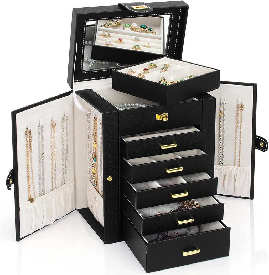 Jewelry Box Organizer for Women Girls Functional Leather Jewelry Storage Case US | eBay