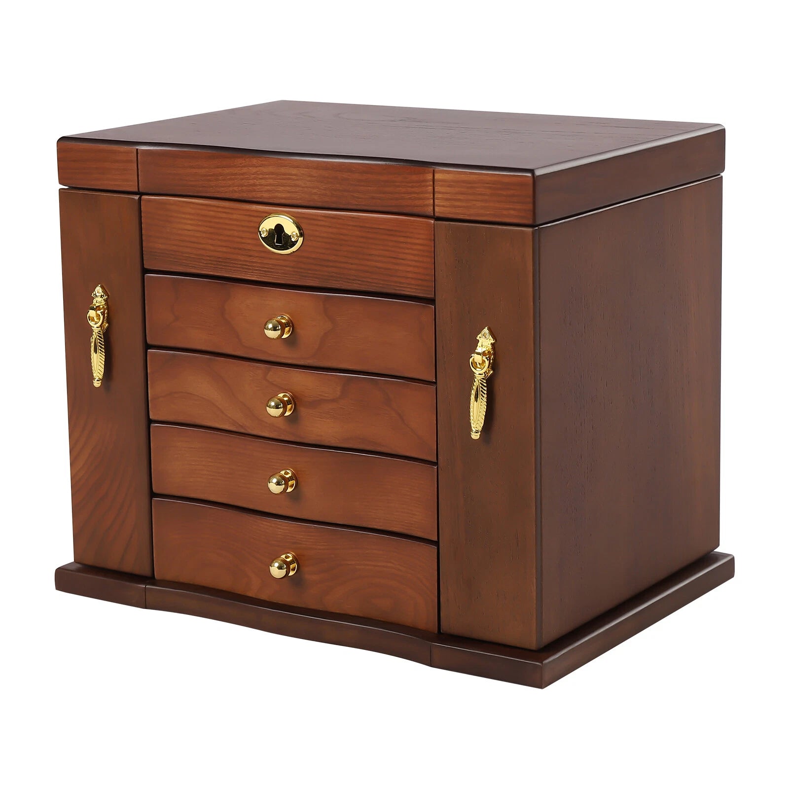 Wooden 5 - Layer Large 4 Drawers Jewelry Box Fit Wowen With Mirror Organizer Box | eBay