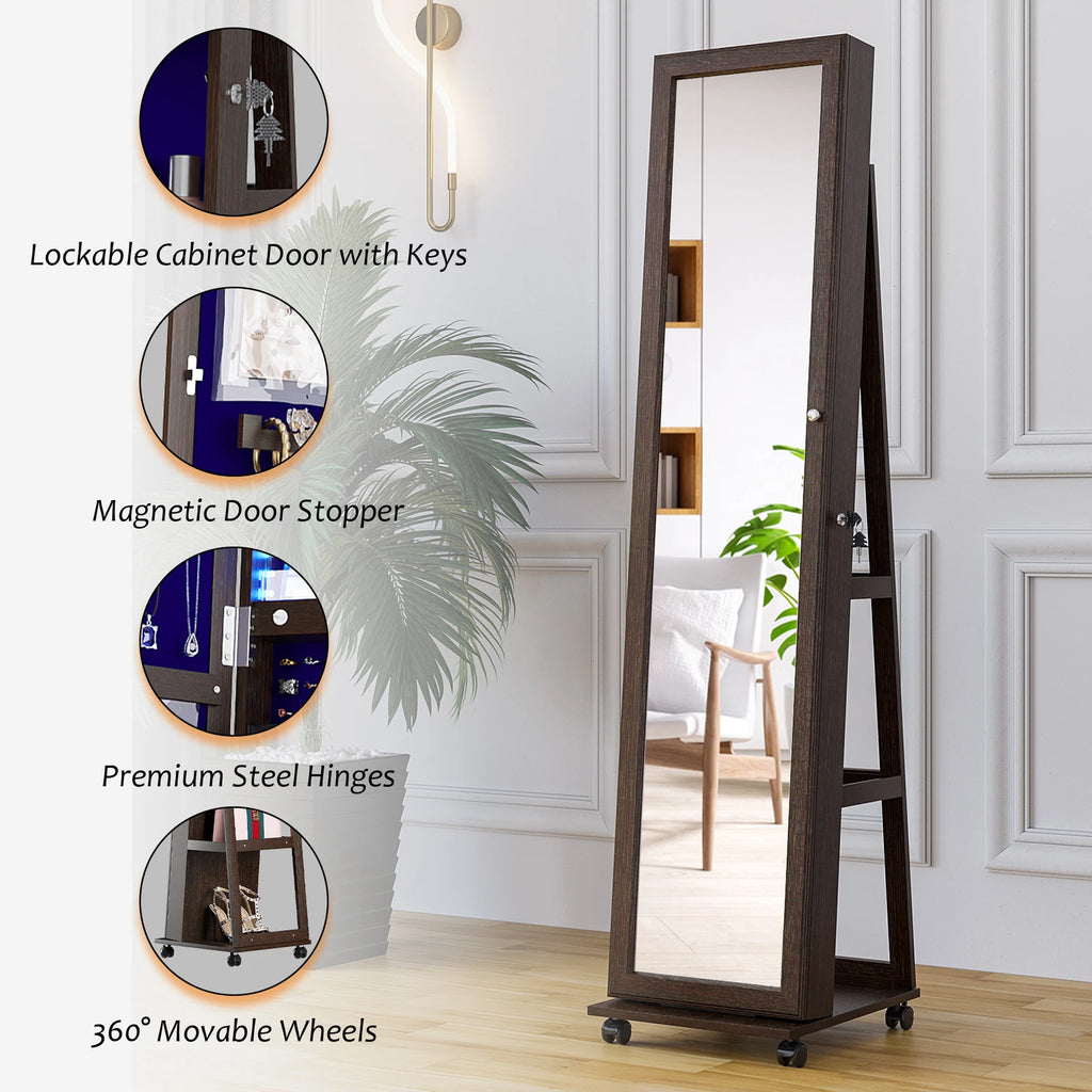 360° Swivel Jewelry Cabinet for Bedroom Full Length Mirror with Lock | eBay