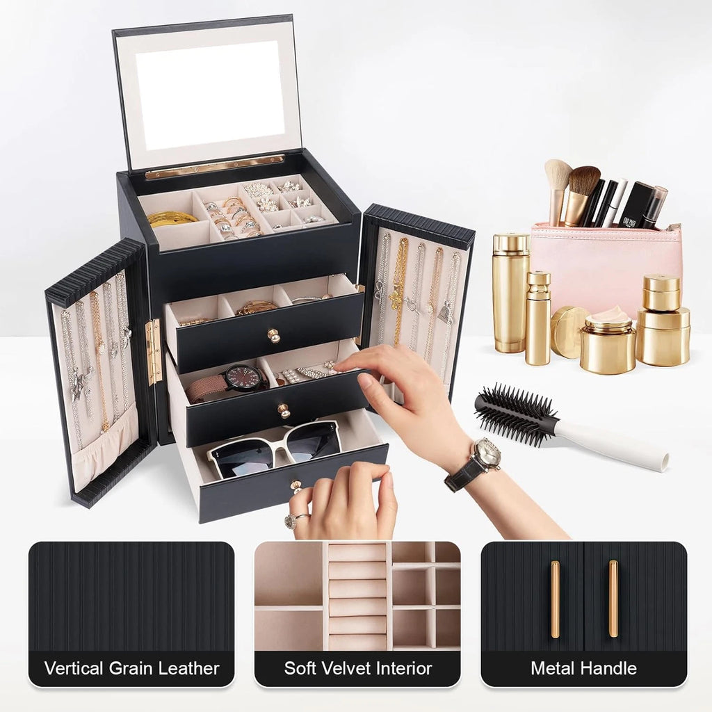 Large Jewelry Box for Women, Jewelry Organizer Box with 3 Drawers, Jewelry Stora | eBay