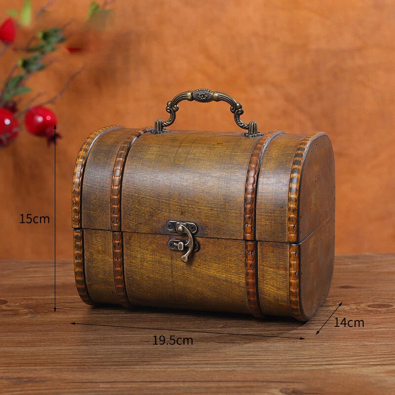 Retro Storage Holder Wood Suitcase Jewelry Box Treasure Desktop Organizer Props | eBay