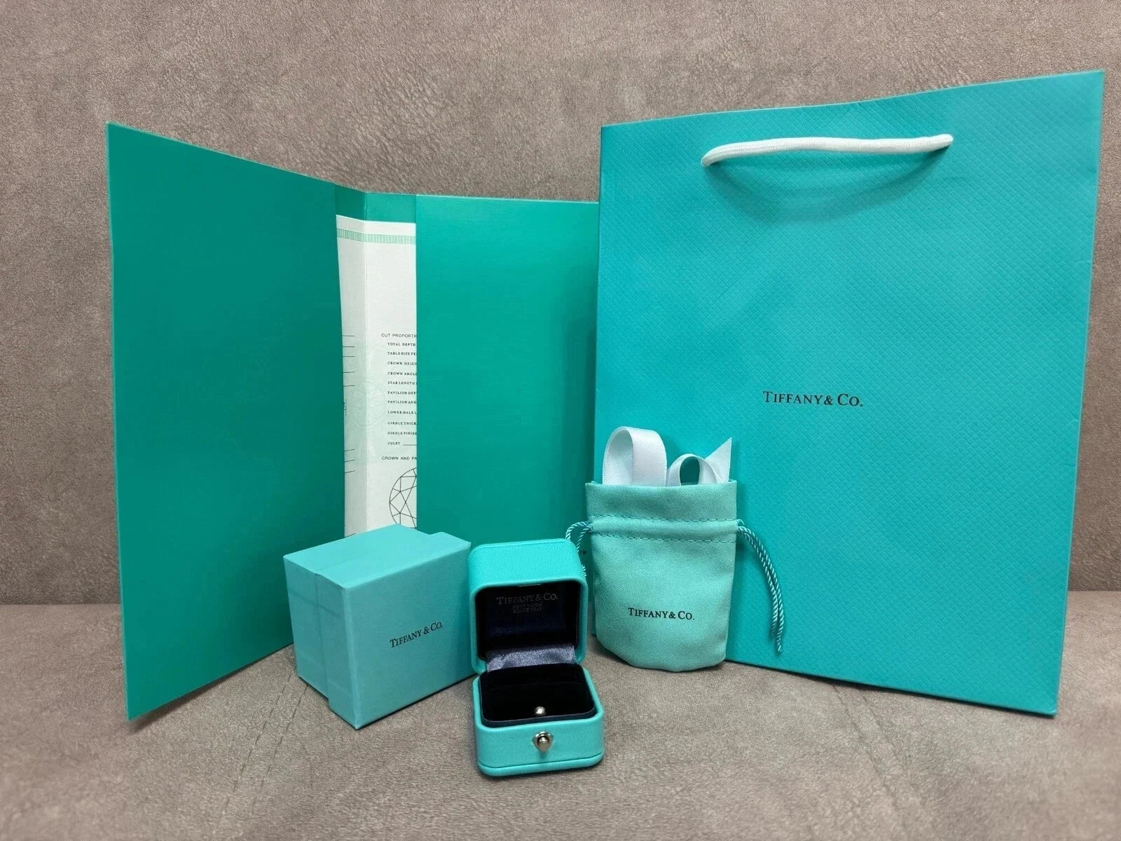 Tiffany & Co Engagement Ring Box + Outer Box + Pouch + Certificate + Folder +Bag | eBay