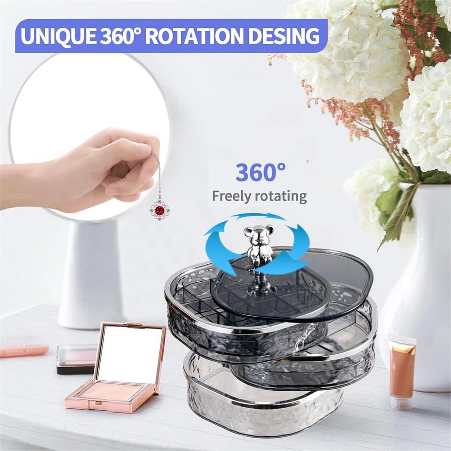 Jewelry Storage Box Rotating Storage Box 3 Layer Jewellery Organiser Box Jewe... | eBay