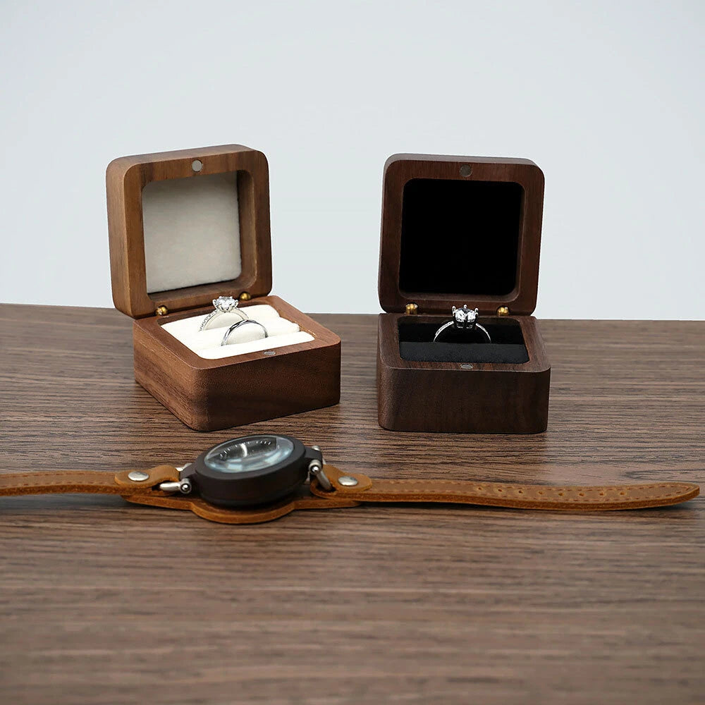 Engagement Ring Box for Proposal Engagement wooden for Double or Single RIng. | eBay