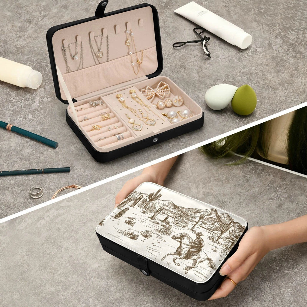 Jewelry Box Portable Travel Jewelry Organizer Storage Western Desert Cowboy J... | eBay
