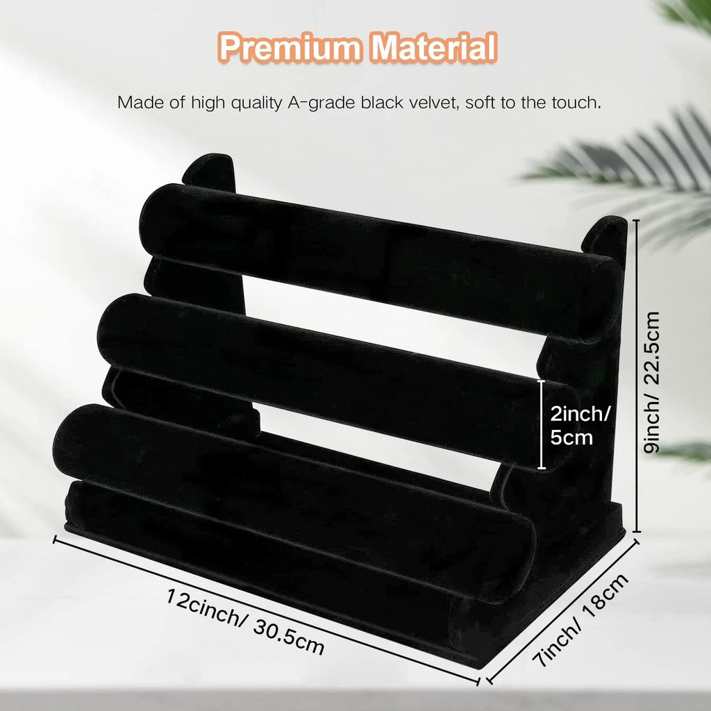 OSPNIEEK Velvet Bracelet Holder with 3 Tier Rack, Black Detachable Jewelry Di... | eBay