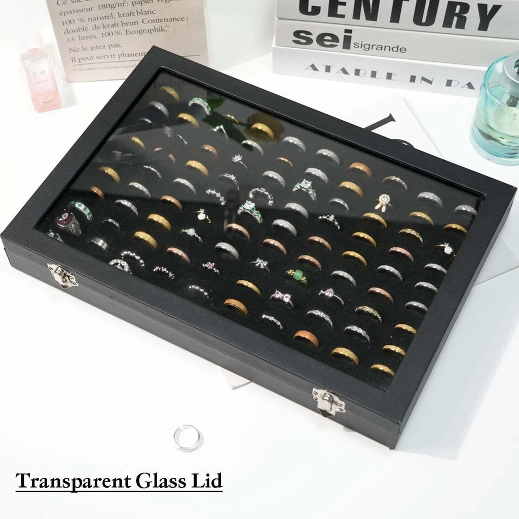 100 Slots Ring Display Case with Transparent Lid - Jewelry Storage Box & Organiz | eBay