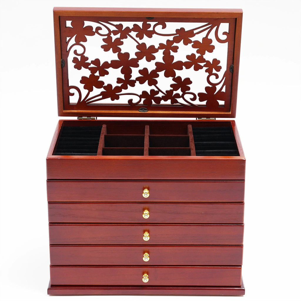 6 Layer Wooden Jewelry Storage Box Organizer Large Capacity Watch Display Box | eBay