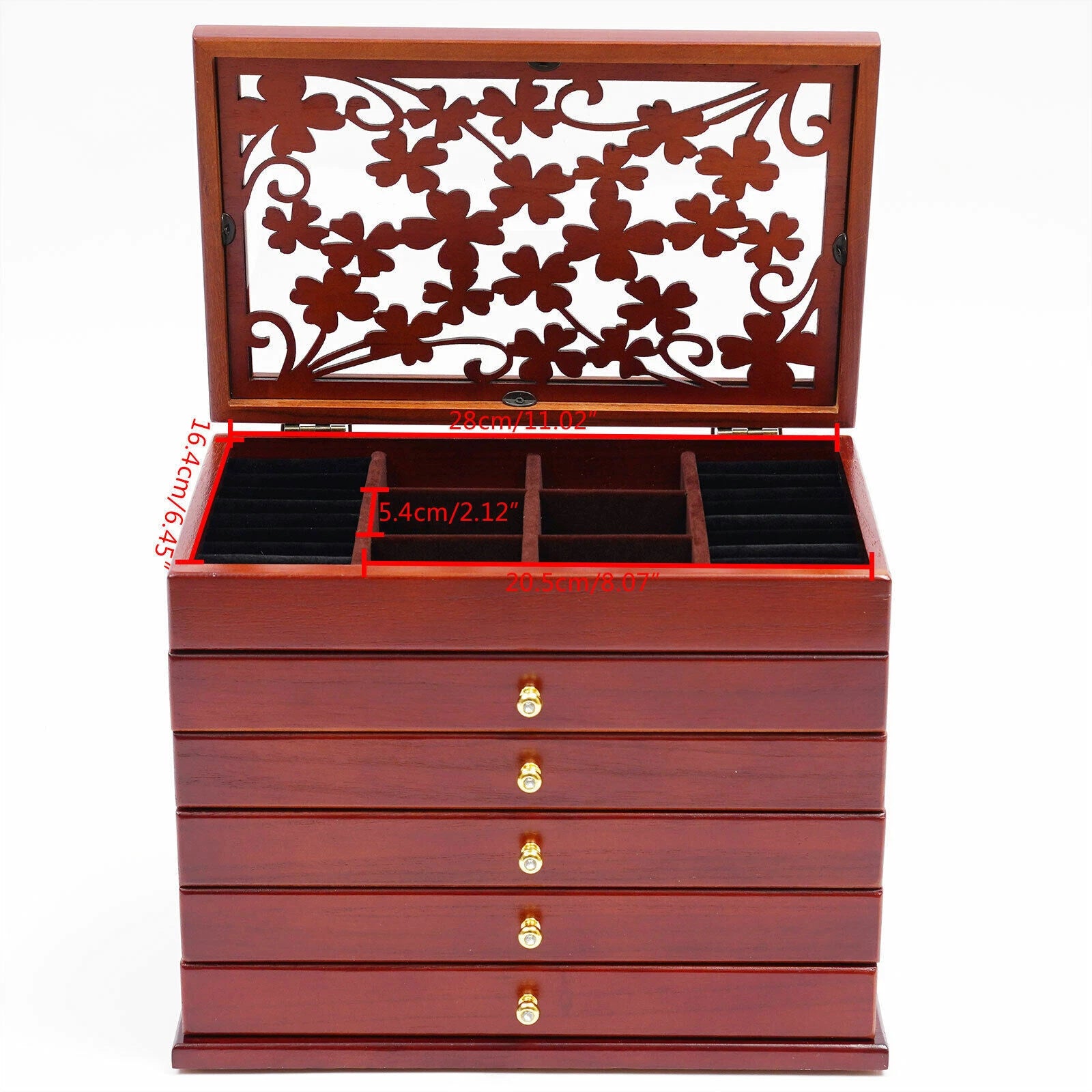 6 Layer Wooden Jewelry Storage Box Organizer Large Capacity Watch Display Box | eBay