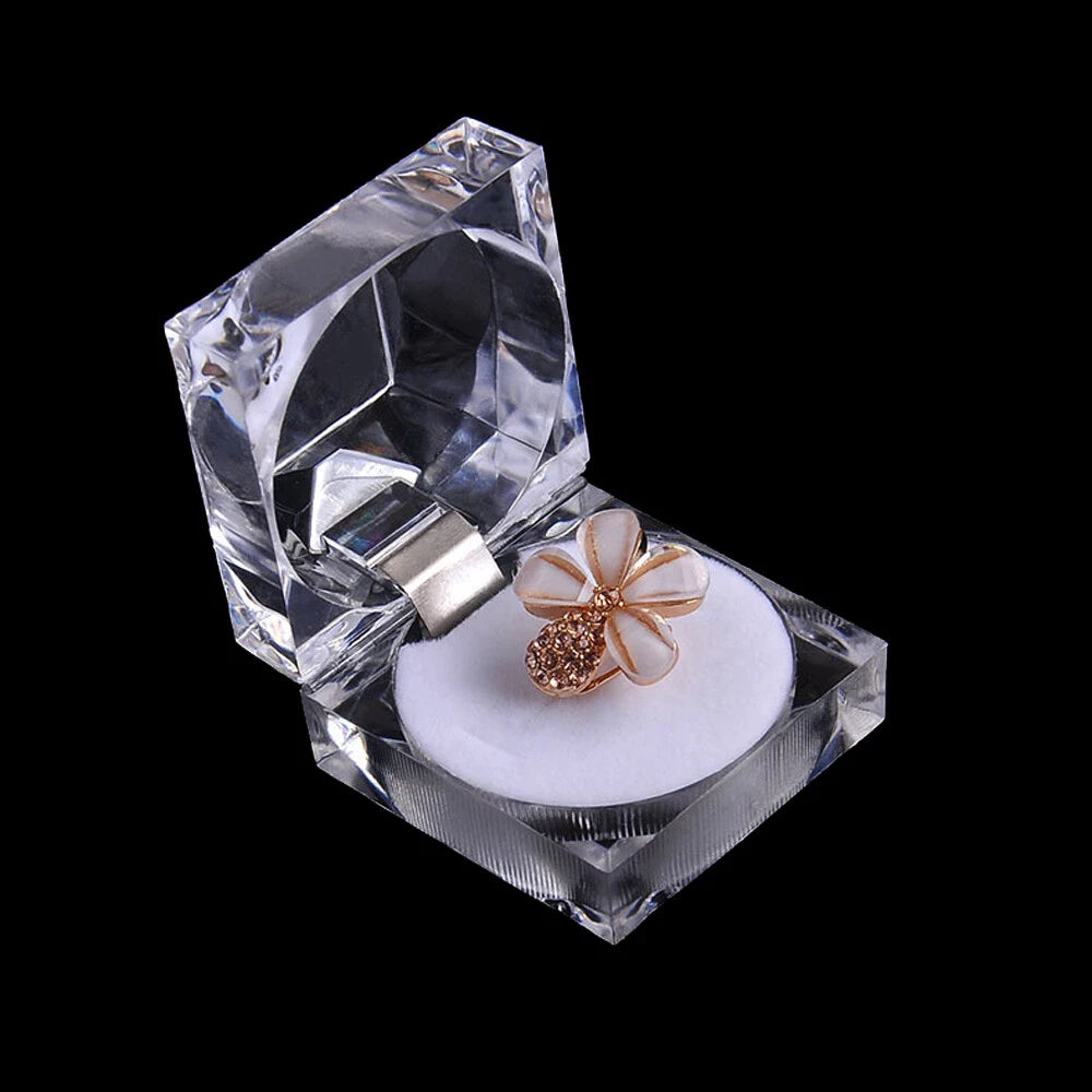 12 x Clear Crystal Ring Gift Boxes Earrings Jewelry Storage White Box | eBay