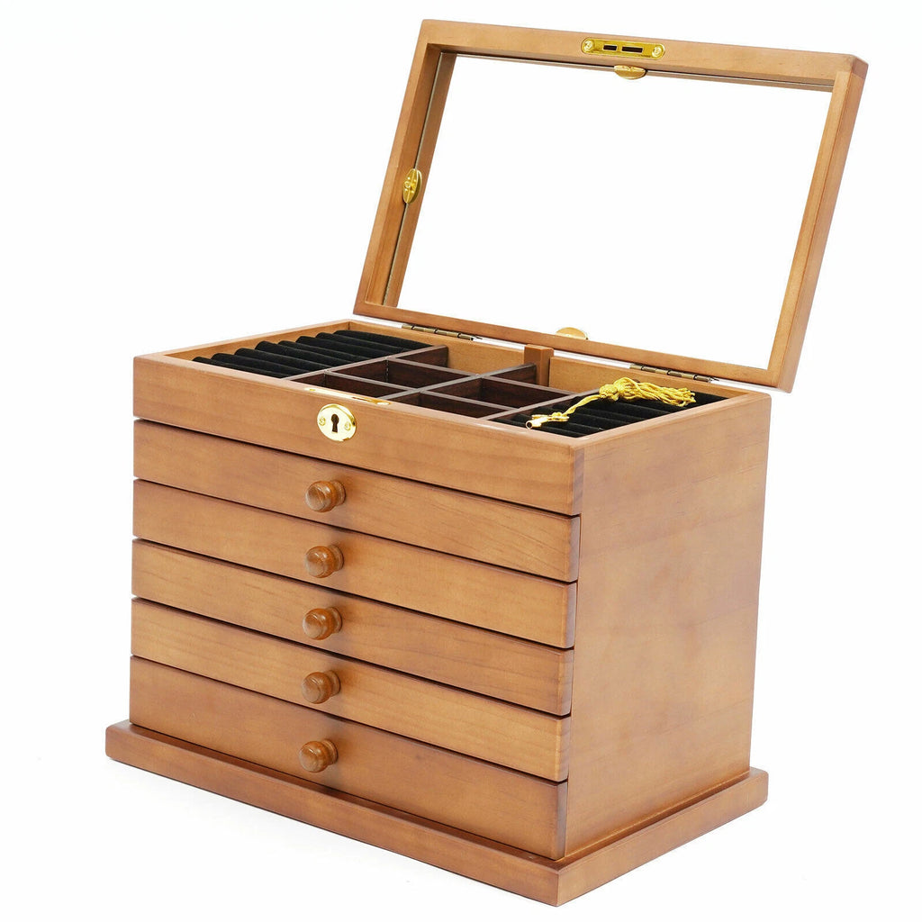 6 Layer Wooden Jewelry Storage Box Organizer Large Capacity Watch Display Box | eBay