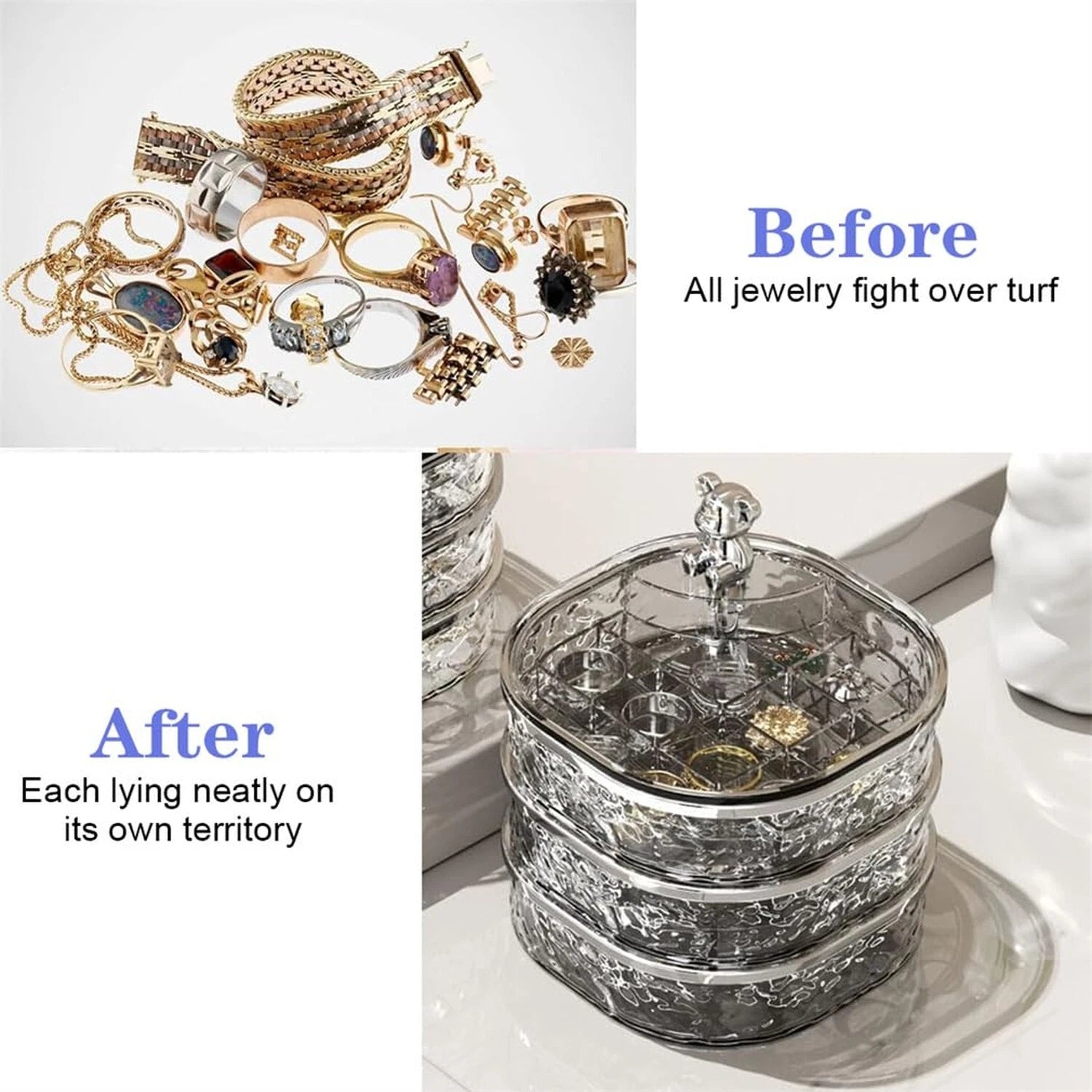 Jewelry Storage Box Rotating Storage Box 3 Layer Jewellery Organiser Box Jewe... | eBay
