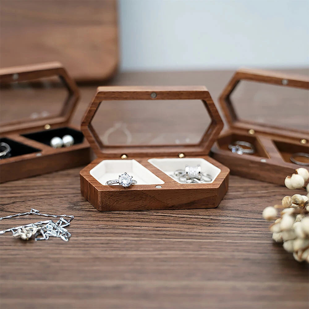 Engagement Ring Box for Proposal Engagement wooden for Double or Single RIng. | eBay