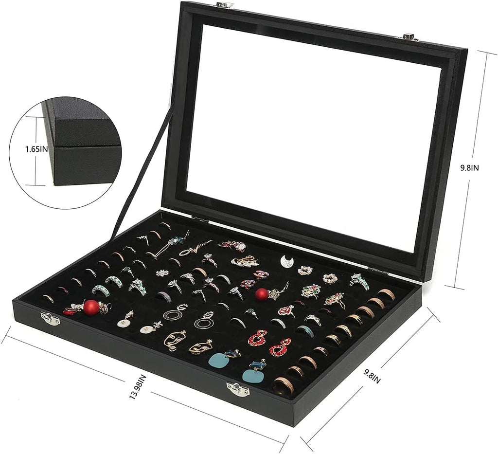 100 Slots Ring Display Case with Transparent Lid - Jewelry Storage Box & Organiz | eBay