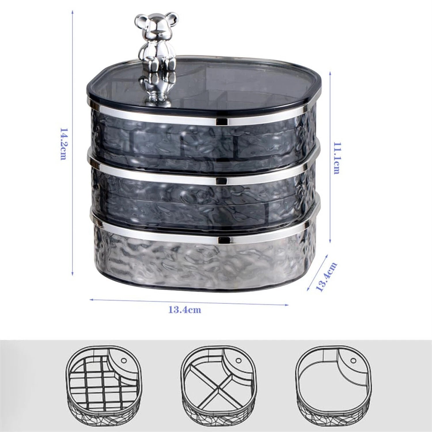 Jewelry Storage Box Rotating Storage Box 3 Layer Jewellery Organiser Box Jewe... | eBay