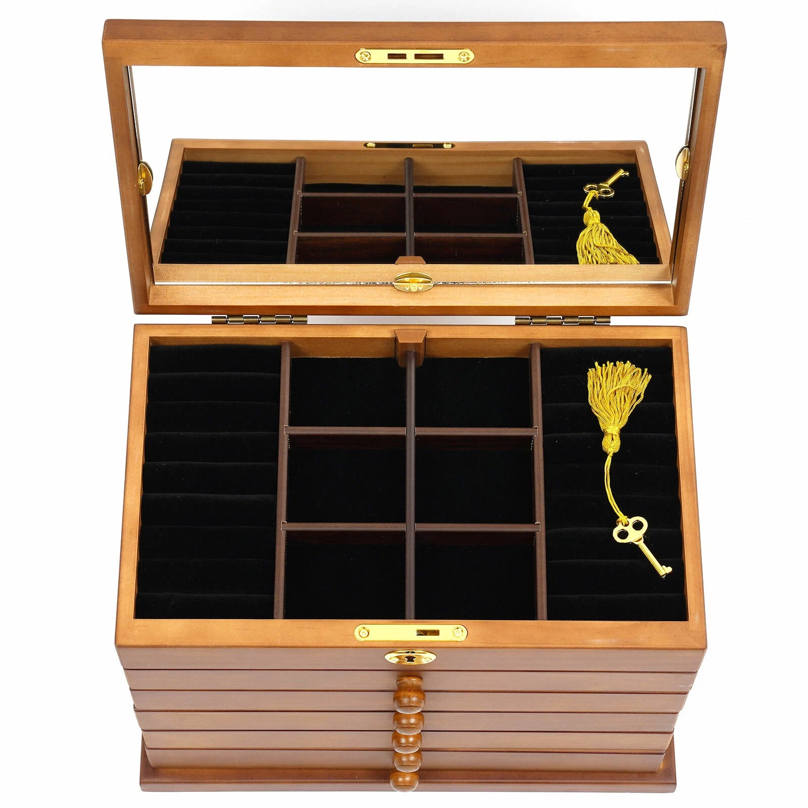 Large Jewelry Box 6-Tier Jewelry Organizer Multi-functional Storage Case Mirror | eBay