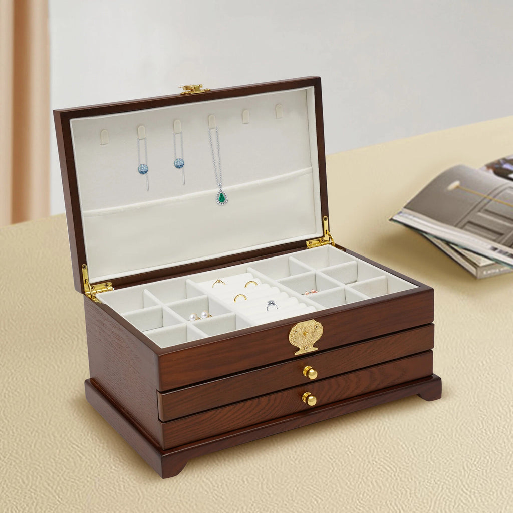 Elegant 3-Layer Jewelry Box with Pull-Out Drawer for Organized Storage | eBay