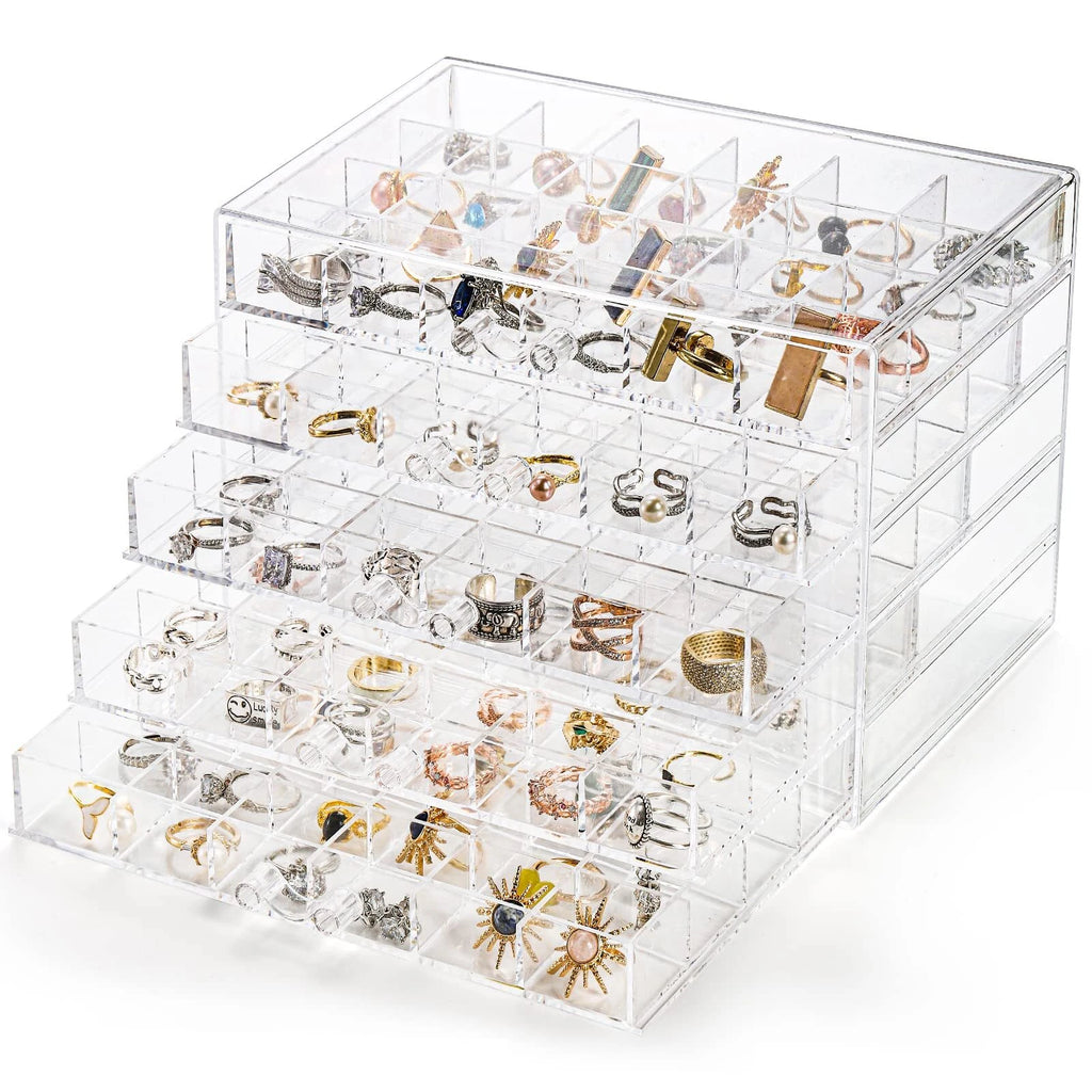 Acrylic Jewelry Storage Box Earring Holder with 5 Drawers, 120 Grids Jewelry | eBay