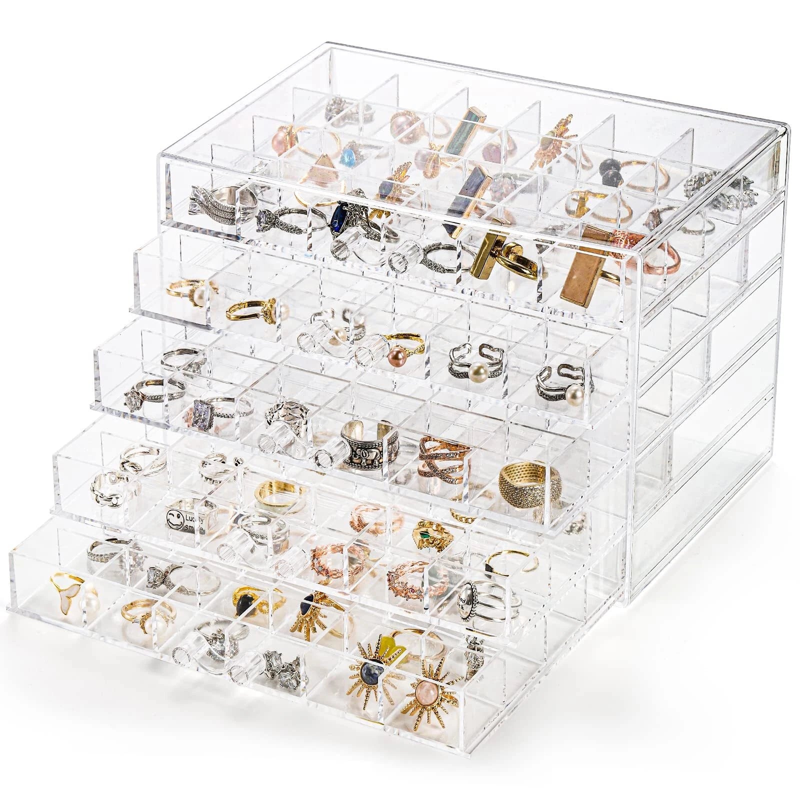 Acrylic Jewelry Storage Box Earring Holder with 5 Drawers, 120 Grids Jewelry | eBay