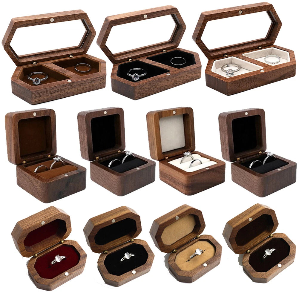 Engagement Ring Box for Proposal Engagement wooden for Double or Single RIng. | eBay