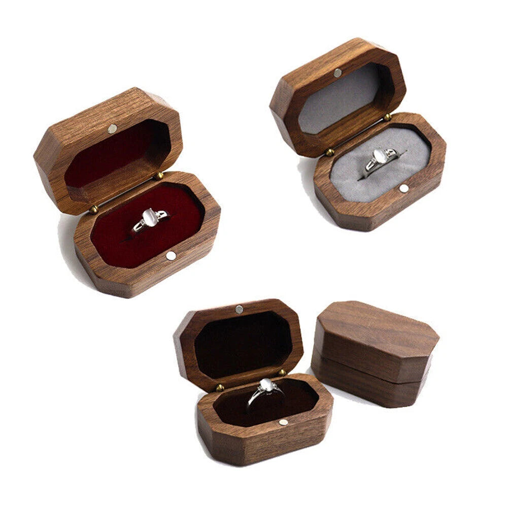 Engagement Ring Box for Proposal Engagement wooden for Double or Single RIng. | eBay