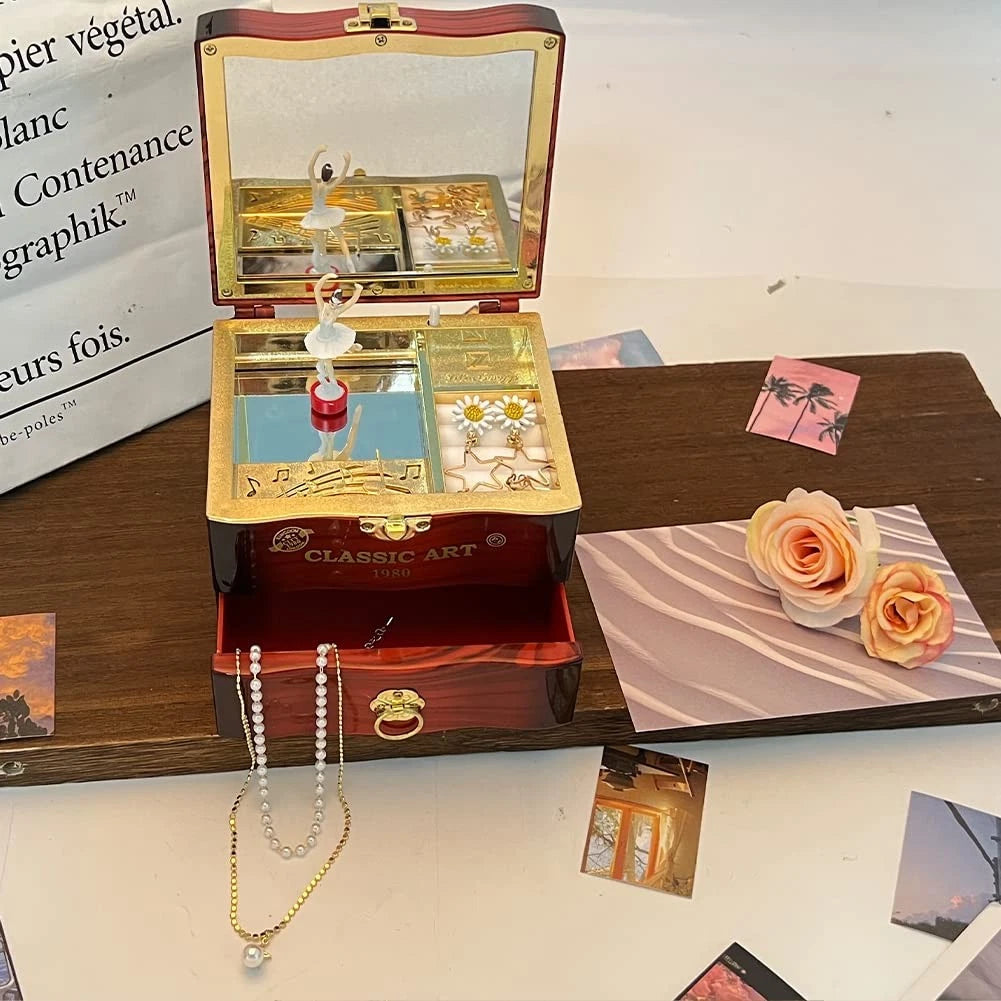 Music Jewellery Box with Rotating Ballerina Dancer Necklace Ring Storage, Mirror | eBay
