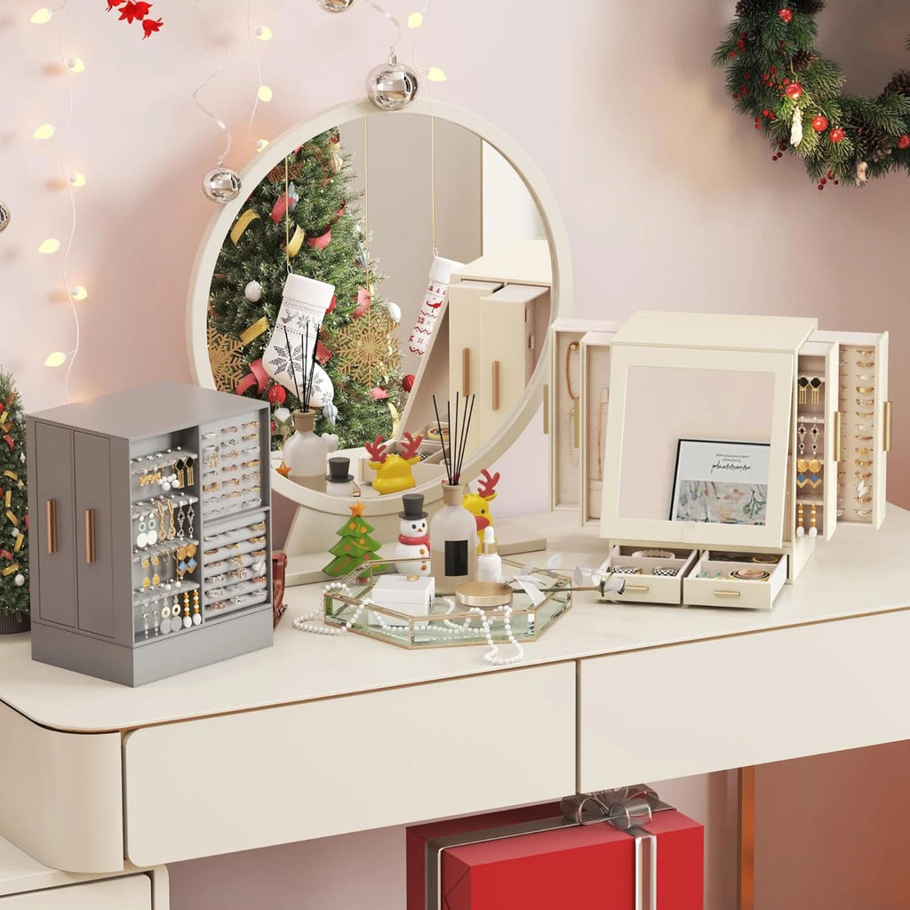 Jewelry Box 360° Rotating, Large Adjustable Angle Mirror, Jewelry Storage Case w | eBay