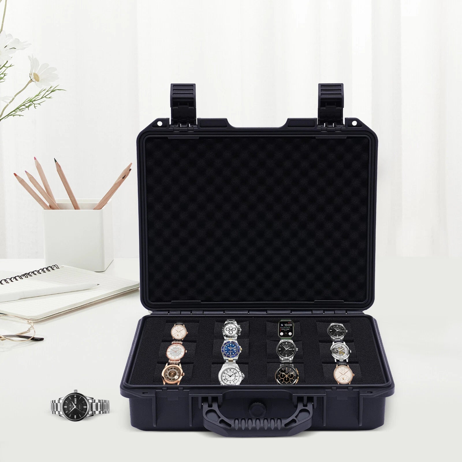 12 Slots Watch Travel Case Hard Shell Protection Jewelry Storage Organizer Box | eBay