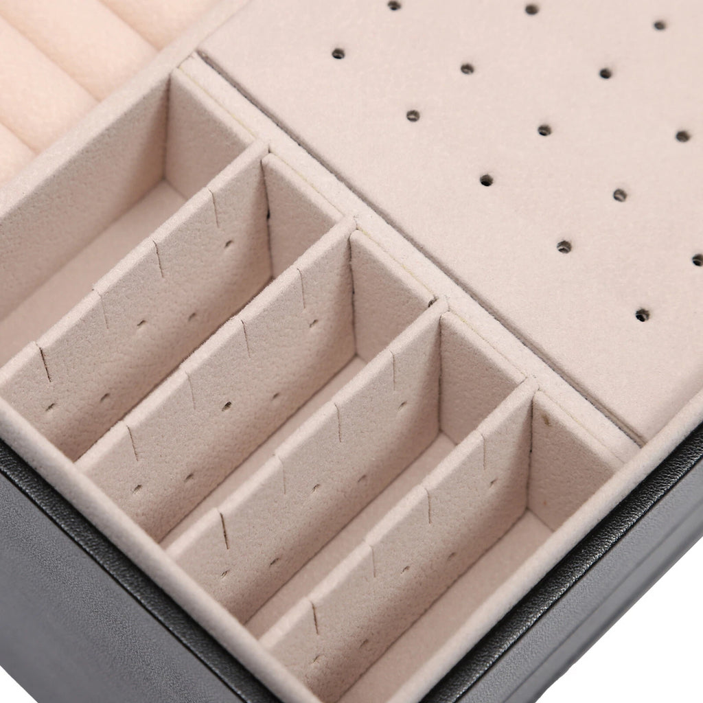 Lockable Jewelry Box Organizer PU 3tire Storage W/ 8built-in Hooks & Storage Bag | eBay