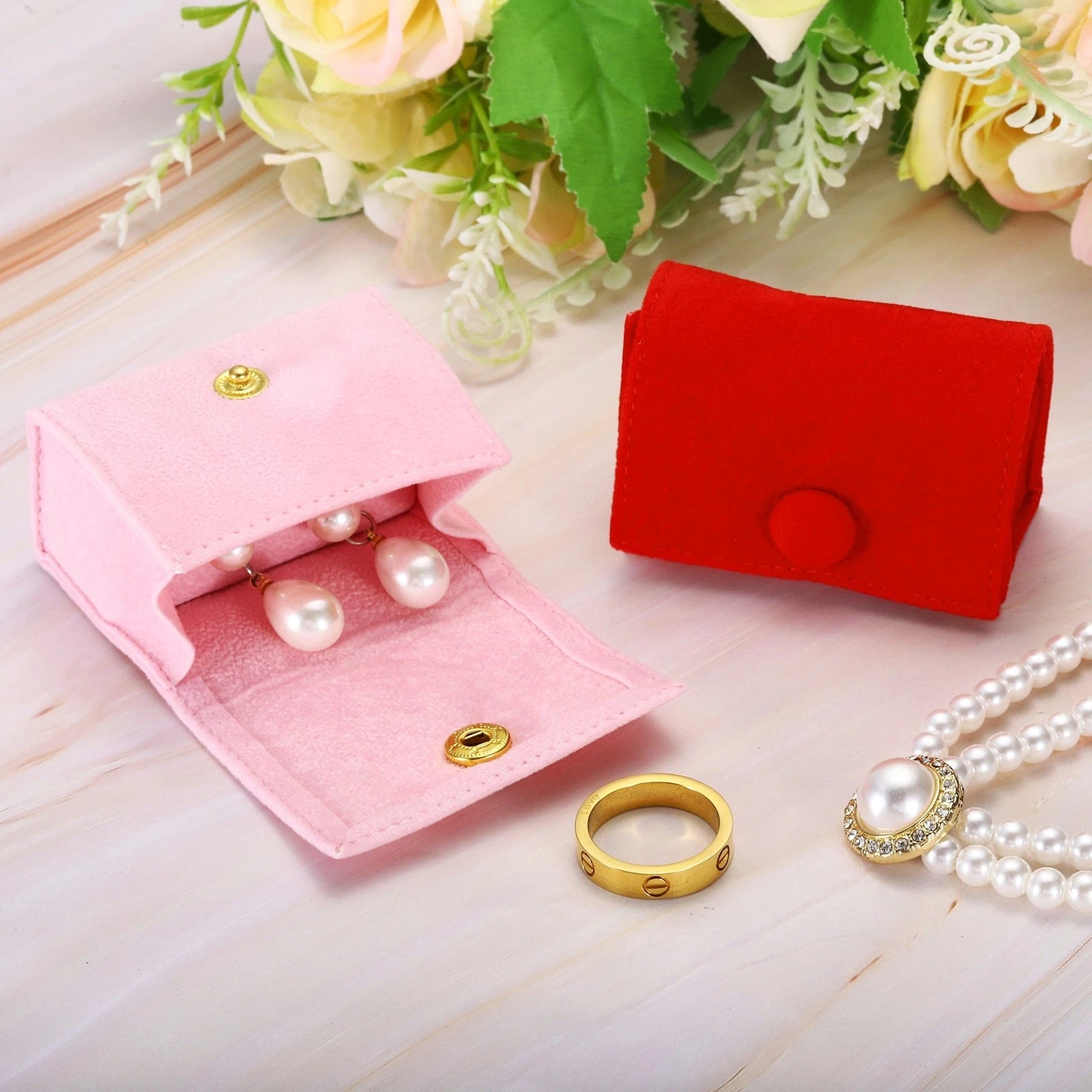 Velvet Ring Box Travel Ring Box Jewelry Holder Case Organizer Pink | eBay