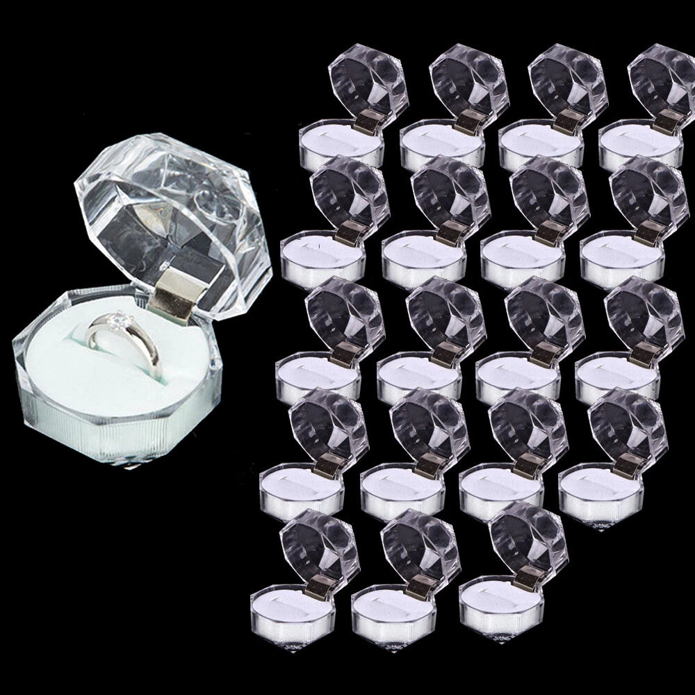 20pcs Lots Plastic Clear Crystal Jewelry Ring Display Storage Boxes Accessories | eBay