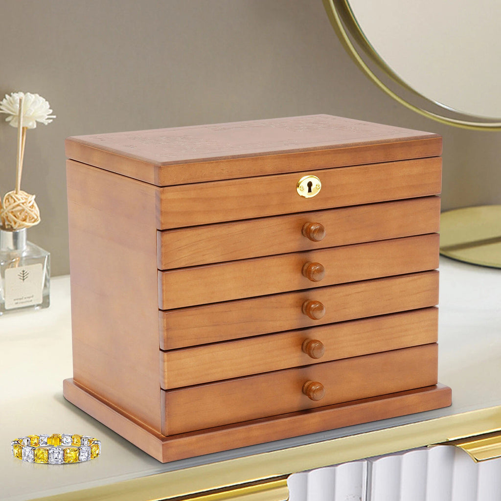 Large Jewelry Box 6-Tier Jewelry Organizer Multi-functional Storage Case Mirror | eBay