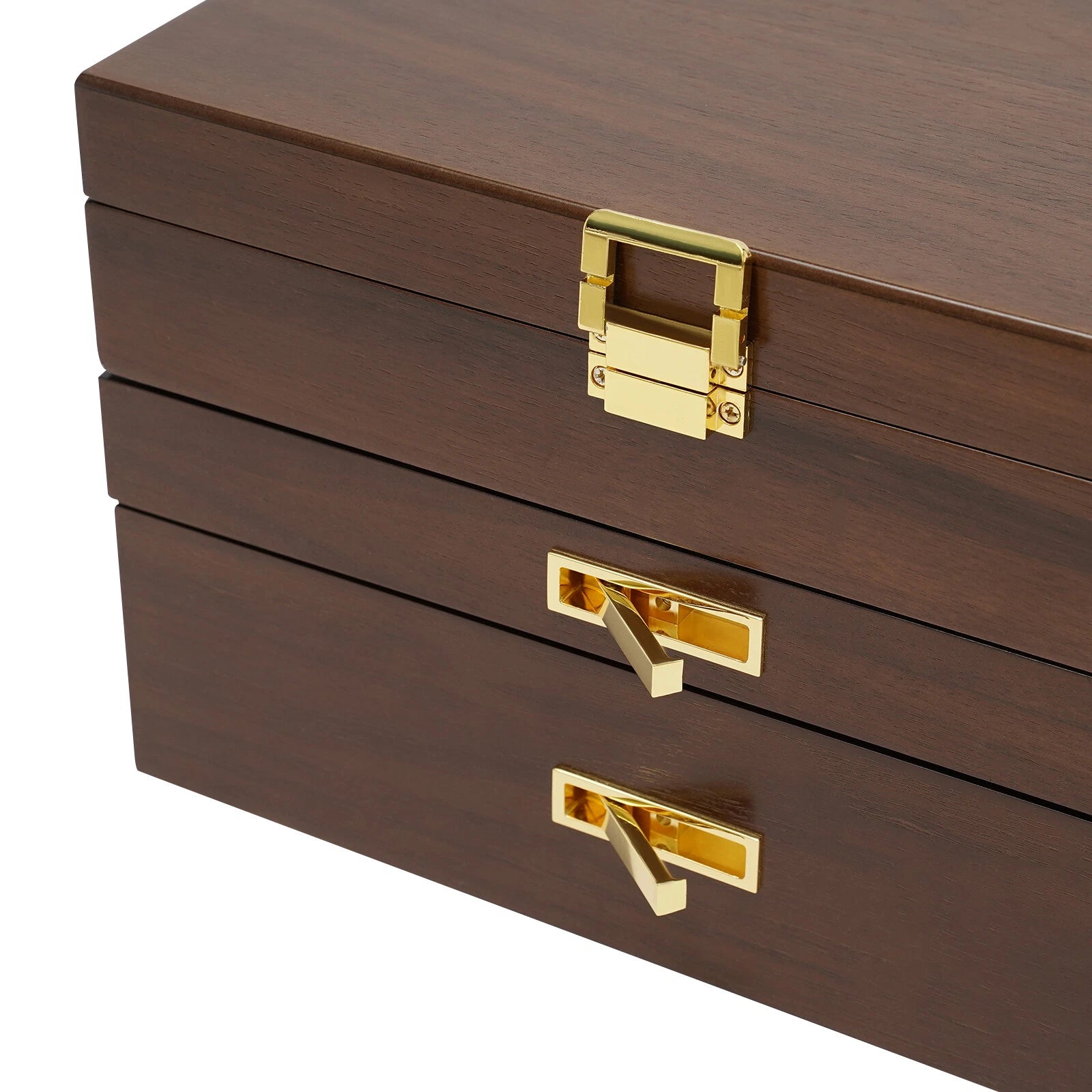 3 Layers Wooden Organizer Jewelry Storage Box with 2 Drawers Cabinet | eBay