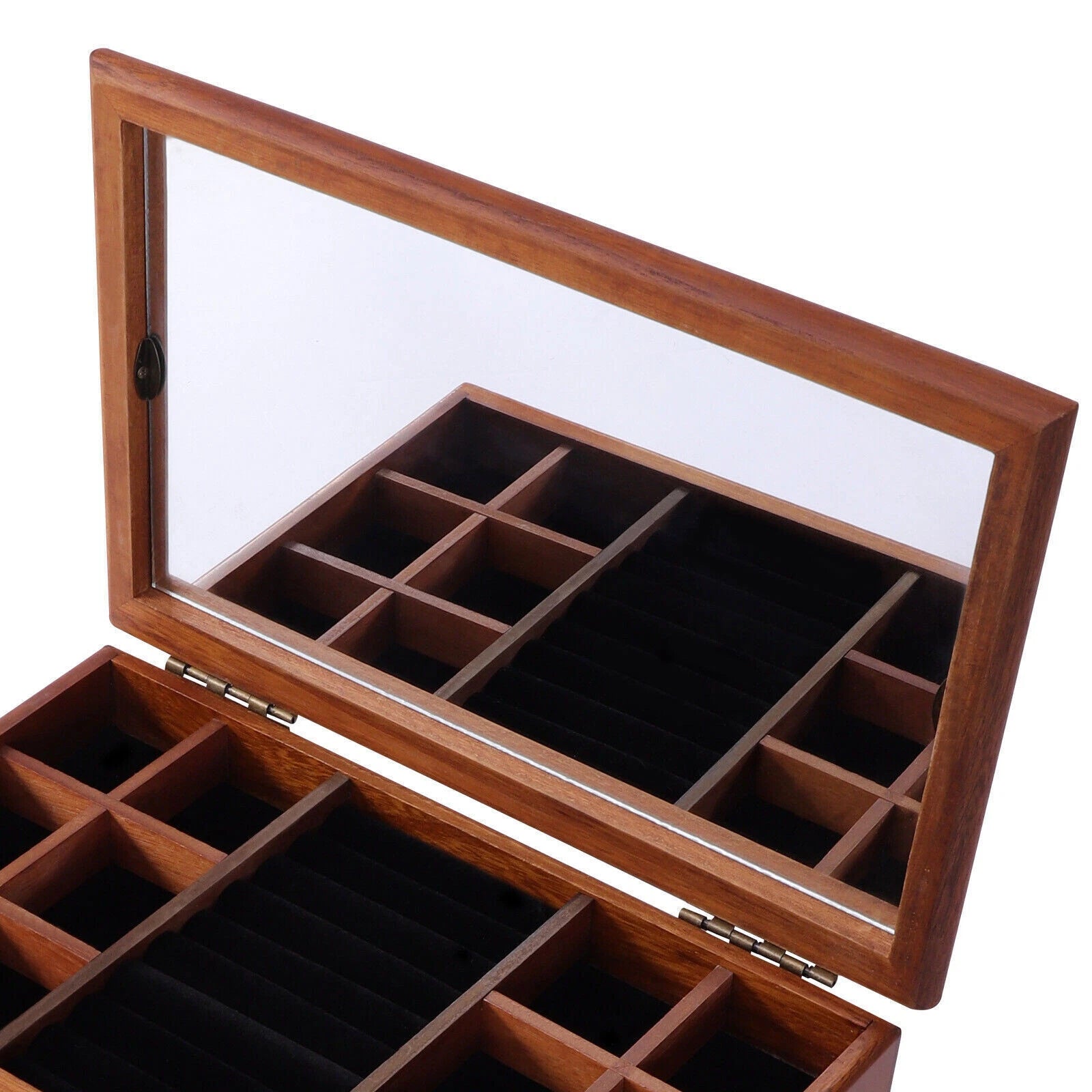 Jewelry Storage Box Ring Earrings Organizer Case with Drawer 4 Layers Wooden | eBay