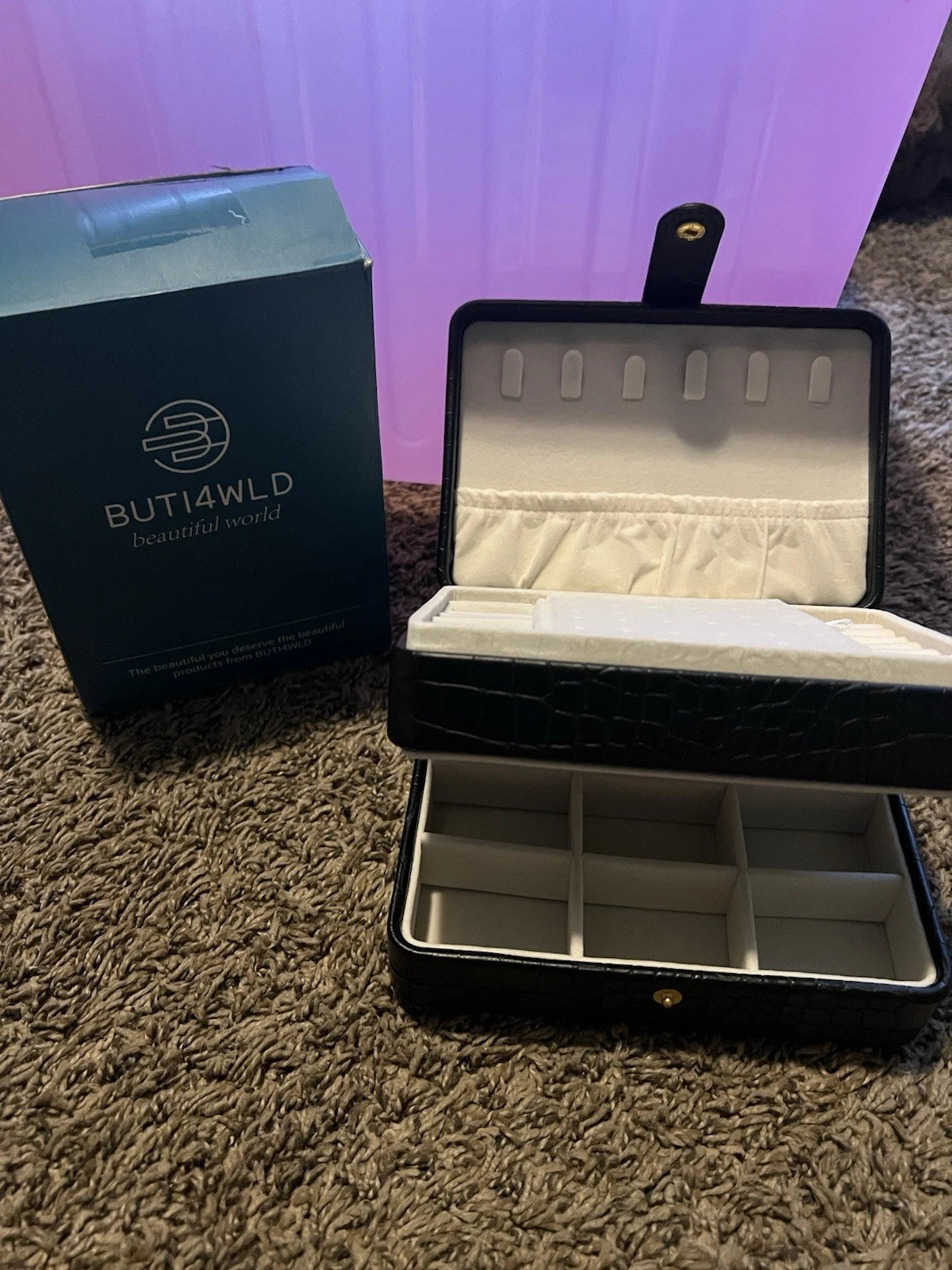BUTI4WLD Black Leather Jewelry Box | eBay