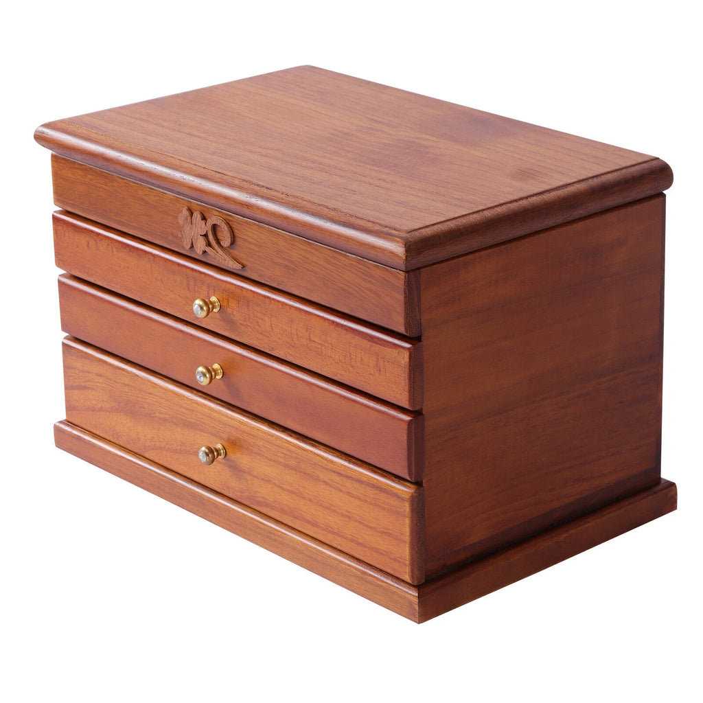 Wooden Jewelry Box Large Capacity Jewelry Organizer w/Mirror+4 Layers Drawers US | eBay
