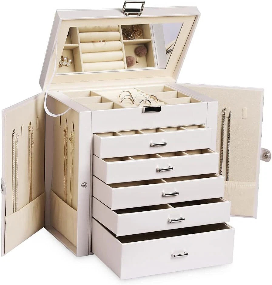 Large Jewelry Box,6-Tier PU Leather Jewelry Organizer,Multi-functional Storage | eBay