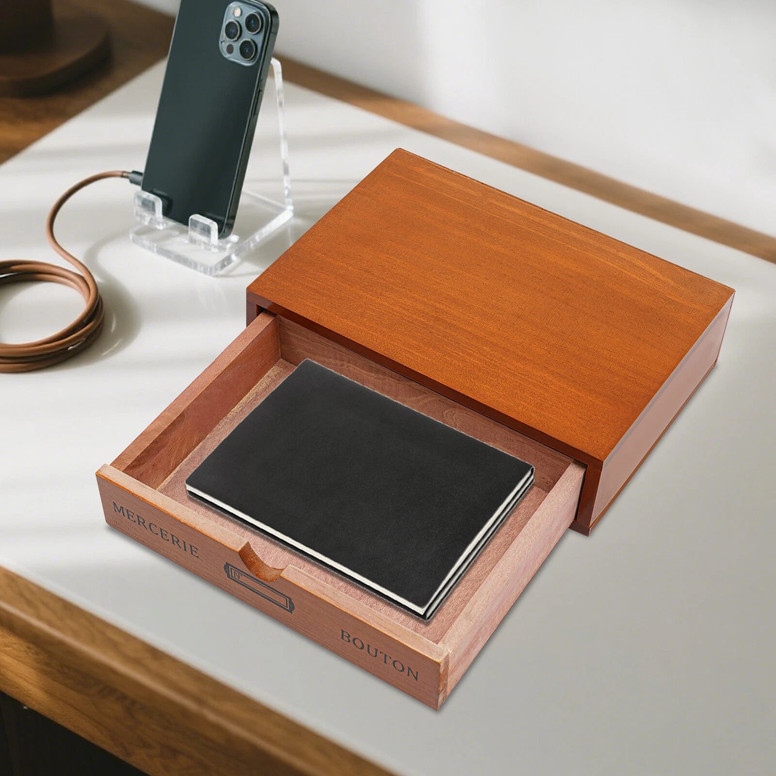 Single-Drawer Storage Box, Wooden Desktop Jewelry Organizer, Desktop Drawer Box | eBay